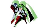  16:10 blue_eyes female green_hair human marina mischief_makers open_mouth robot spikewible standing teeth thumb_down wallpaper 