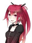  :d choker cul hanamuke long_hair open_mouth pink_eyes pink_hair ponytail smile solo upper_body vocaloid 