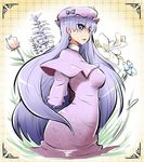  bad_id bad_pixiv_id earrings flower futaba_suetsuki hat jewelry long_hair patchouli_knowledge purple_eyes purple_hair solo touhou very_long_hair 