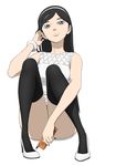  absurdres artist_request black_hair cellphone hairband highres kumashiro_maya legs long_legs phone seikimatsu_occult_gakuin solo thighhighs thighs 