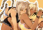  23 23_(artist) animal_ears artist_request bite biting breasts cat cat_ears cat_girl cat_tail character_request dark_skin fangs gold_eyes hair large_breasts lowres series_request tail tan white yellow_eyes 