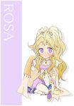  blonde_hair blush bridal_gauntlets cape choker earrings female final_fantasy final_fantasy_iv hair_ornament jewelry leotard long_hair purple_eyes r?iya rosa_farrell rñ‘iya shoulder_pads sitting solo tiara 