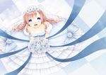  bad_id bad_pixiv_id bouquet bow dress flower hair_flower hair_ornament momoshiki_tsubaki original solo wedding_dress 