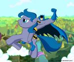  abstract_background batman batman_(series) blue_eyes blue_hair crossover duo equine friendship_is_magic hair horse human male mammal manly my_little_pony pony shingallon 