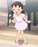  bad_id bad_pixiv_id blush brown_hair child closed_eyes doraemon dress instrument jewelry minamoto_shizuka necklace piano rico_(jackdoa) short_hair short_twintails solo tongue twintails 