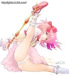  bad_id bad_pixiv_id bdsm blush bondage bound bound_wrists bow bow_(weapon) censored ginko_(silver_fox) gloves hair_bow kaname_madoka magical_girl mahou_shoujo_madoka_magica open_mouth panties pee peeing pink_eyes pink_hair saliva short_hair short_twintails solo spread_legs twintails underwear watermark weapon web_address wet wet_clothes wet_panties 