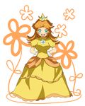  blue_eyes brown_hair crown dress gloves highres jewelery jewelry mario_(series) nintendo princess_daisy super_mario_bros. super_mario_land 