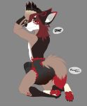  anthro biped canid canine clothed clothing diaper feces fennec fox fur hair johnathan_(smallcircles) kneeling looking_at_viewer looking_back male mammal messy_diaper morbidsensation pooping rear_view scat simple_background soiling soiling_diaper solo tenting topless 