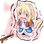  animal_ears blonde_hair cat_ears cat_tail chibi extra_ears hoshizuki_(seigetsu) kemonomimi_mode mizuhashi_parsee open_mouth puru-see scarf solo stick tail touhou trembling |_| 