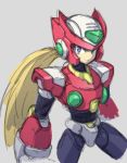  android blonde_hair blue_eyes cowboy_shot cropped_legs grey_background helmet long_hair male_focus ponytail rockman rockman_x simple_background sketch solo yuusuke_(5yusuke3) zero_(rockman) 