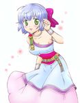  alternate_hairstyle artist_request blue_hair blush bow dragon_quest dragon_quest_v flora green_eyes half_updo pink_bow short_hair solo 