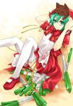 bow bowtie cosplay dress green_eyes green_hair grimm's_fairy_tales hatsune_miku little_red_riding_hood little_red_riding_hood_(grimm) little_red_riding_hood_(grimm)_(cosplay) mary_janes mikuzukin_(module) project_diva_(series) project_diva_2nd shoes sitting solo spring_onion thighhighs vocaloid yingson 