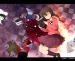  bad_id bad_pixiv_id blood book braid brown_hair closed_eyes madotsuki mizukami_ryouma monoe monoko pink_shirt purple_skirt sekomumasada_sensei shirt skirt solo tears twin_braids twintails yume_nikki 