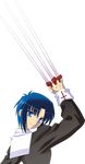  black_keys blue_eyes blue_hair ciel cross highres looking_at_viewer melty_blood nun oyu_no_kaori short_hair solo sword transparent_background tsukihime type-moon weapon 