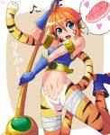  animal_ears bad_id bad_pixiv_id belly breath_of_fire breath_of_fire_ii cat_ears cat_tail facial_mark food green_eyes meat navel orange_hair rinpoo_chuan solo tail tiger-dragon 