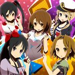  akiyama_mio bad_id bad_pixiv_id black_hair blonde_hair blue_eyes brown_hair casual food fruit hair_bobbles hair_ornament hajime_(hajime-ill-1st) hat hirasawa_yui k-on! kotobuki_tsumugi listen!! long_hair multiple_girls nakano_azusa orange_eyes polka_dot purple_eyes sailor_hat short_hair side_ponytail strawberry tainaka_ritsu yellow_eyes 