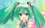  g-neko-type-r green_eyes green_hair happy hatsune_miku long_hair necktie smile solo twintails vocaloid 