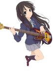  absurdres akiyama_mio bad_id bad_pixiv_id bass_guitar black_eyes black_hair highres hime_cut instrument k-on! long_hair pleated_skirt school_uniform skirt socks solo vector_trace 