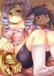  bad_id bad_pixiv_id bike_shorts character_doll dlanor_a_knox drill_hair feet furudo_erika grin highres rihhi sitting smile socks solo umineko_no_naku_koro_ni yellow_eyes 