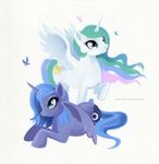  alicorn azure-star azure_star butterfly cutie_mark duo equine female feral friendship_is_magic horn horse insect mammal my_little_pony pegacorn plain_background pony princess_celestia_(mlp) princess_luna_(mlp) sibling sisters white_background winged_unicorn wings 