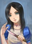  alice:_madness_returns alice_(wonderland) alice_in_wonderland american_mcgee's_alice black_hair green_eyes inoi knife long_hair solo weapon 