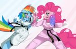  anthrofied blue_fur duo equine female friendship_is_magic fur horse mammal martial_arts my_little_pony pegasus pink_fur pinkie_pie_(mlp) plain_background pony rainbow_dash_(mlp) ss2sonic sssonic2 white_background wings 