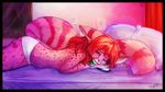  &hearts; &lt;3 bed blue_eyes female genet hair looking_at_viewer lumaria phone pink pink_theme red_hair skimpy solo tazara telephone topless wallpaper widescreen 