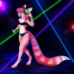  blue_eyes bracelet clothed clothing female fur genent hair jewelry lumaria music pink pink_fur pink_hair rave skimpy solo swimsuit tazara tight_clothing 