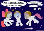  applebloom_(mlp) crossover cub cutie_mark_crusaders_(mlp) equine female feral friendship_is_magic gonzahermeg horn horse mammal my_little_pony pegasus pony portal_(series) scootaloo_(mlp) space space_core space_suit spacesuit sweetie_belle_(mlp) unicorn valve wheatley wings young 