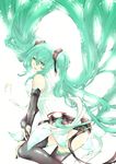  bad_id bad_pixiv_id elbow_gloves fingerless_gloves gloves green_eyes green_hair hatsune_miku hatsune_miku_(append) highres long_hair looking_back natsukichi open_mouth solo thighhighs twintails very_long_hair vocaloid vocaloid_append 