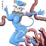  anal animal_ears blue_eyes bodysuit breasts cat_ears cat_tail clothed_sex cum cum_in_ass cum_in_pussy cum_inside double_penetration english erect_nipples esukuaro happy_sex high_heels large_breasts naughty_face pixiv_thumbnail resized sex short_hair skin_tight tail tentacle through_clothes thumbs_up tongue vaginal white_hair 