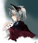  animal_ears bad_id bad_pixiv_id cat_ears fingernails green_eyes long_fingernails nail_polish nobusnow original ponytail silver_hair solo 