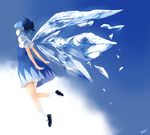  bad_id bad_pixiv_id bloomers blue_eyes blue_hair bow cirno dress hair_bow ice mary_janes nobusnow shoes socks solo touhou underwear white_legwear wings 