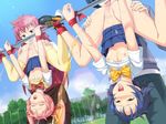  1boy 3girls artist_request blue_hair blush breasts brown_eyes censored character_request cunnilingus drinking_pee dutch_angle eyes_closed gonin!?_~pitari_to_tekichuu!_kyousei_uranai~ honda_naoki humiliation multiple_girls nipples open_mouth oral outdoors peeing pink_eyes school_uniform shaved_pussy short_hair source_request spread_legs thighhighs tongue yellow_eyes 