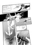  ace_combat ace_combat_zero bad_id bad_pixiv_id comic fat_(artist) flying greyscale hat kirisame_marisa mig-29 monochrome multiple_girls mystia_lorelei short_hair touhou wriggle_nightbug 