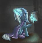  blue_fire cape fire glowing my_little_pony my_little_pony_friendship_is_magic no_humans poster_(object) trixie_lulamoon twilight_sparkle unicorn 