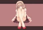  bad_id bad_pixiv_id brown_hair dress hairband jewelry nail_polish nana_mikoto original purple_eyes ring shoes sitting solo 