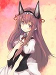  akiha_rumiho akiha_rumiho_(cosplay) animal_ears blush cat_ears cosplay long_hair maid makise_kurisu ribbon solo steins;gate ukyo_rst 