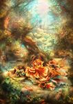  dress fantasy fish forest goldfish highres landscape nature original personification sui_(petit_comet) 