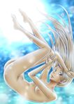  barefoot blonde_hair blue_eyes breasts feet freediving legs long_hair nipples nude original small_breasts solo underwater yatsufusa_(thanatos) 