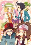  2girls ahoge bad_id bad_pixiv_id bel_(pokemon) bespectacled cheren_(pokemon) eyewear_switch gen_5_pokemon glasses hat heart kisaki_nana multiple_boys multiple_girls musharna pansage pokemon pokemon_(creature) pokemon_(game) pokemon_bw purrloin touko_(pokemon) touya_(pokemon) x_x 