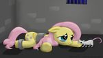  equine female feral fluttershy_(mlp) friendship_is_magic mammal mouse my_little_pony nullh pegasus prison rodent sad shackles solo wings 