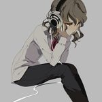  bad_id bad_pixiv_id brown_eyes brown_hair bunkyo_takemi curly_hair headphones inazuma_eleven_(series) inazuma_eleven_go male_focus pants sennheiser shindou_takuto shirt simple_background solo tears 