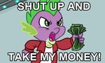  dragon english_text englsih_text friendship_is_magic futurama green_eyes humor humour male meme money my_little_pony scalie solo spike spike_(mlp) text unknown_artist 