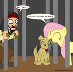  crossover cute dog english_text equine female feral fluttershy_(mlp) friendship_is_magic gonzahermeg hair horse human jack_sparrow male mammal my_little_pony pegasus pink_hair pony text 