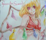  :q bad_id bad_pixiv_id bare_shoulders bikini blonde_hair crystal face flandre_scarlet john_marica older photo ranguage red_bikini red_eyes short_hair signature smile solo swimsuit tongue tongue_out touhou traditional_media typo watercolor_pencil_(medium) wings 