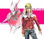  bad_id bad_pixiv_id barnaby_brooks_jr belt blonde_hair blue_eyes dual_persona glasses ikuyoan jacket jewelry male_focus multiple_boys necklace power_armor power_suit red_jacket studded_belt superhero tiger_&amp;_bunny 