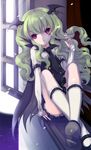  :o bad_id bad_pixiv_id bat_wings buckle cape character_request dress green_hair head_wings juna long_hair mary_janes moon necktie pink_eyes shoes sitting solo sword_girls wavy_hair window windowsill wings 