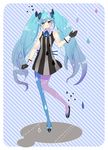  ahoge aqua_hair bad_id bad_pixiv_id blue_legwear gloves hatsune_miku heterochromia highres long_hair mismatched_legwear nekozawa pantyhose purple_legwear solo twintails very_long_hair vocaloid 