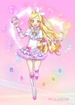  bad_id bad_pixiv_id beamed_sixteenth_notes blonde_hair blush boots bow character_name choker copyright_name cure_rhythm earrings eighth_note eyelashes fairy_tone fantastic_belltier green_eyes heart highres jewelry knee_boots long_hair magical_girl minamino_kanade musical_note open_mouth precure quarter_note sixteenth_note skirt smile solo suite_precure ume_(plumblossom) white_choker wrist_cuffs 